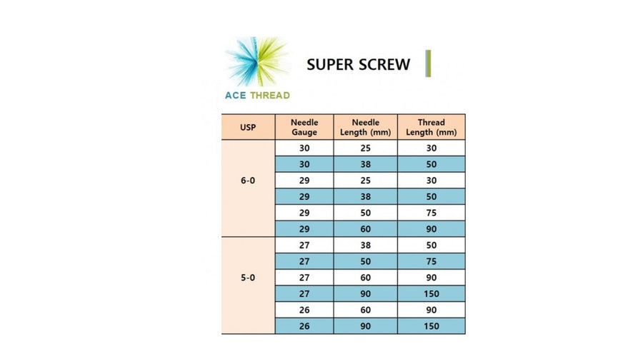 PCL ACE PDO thread - Super Screw (100 pcs) - 12Sizes